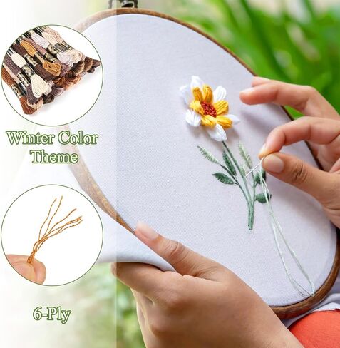 1mm Embroidery Floss 24 Skeins Brown Theme Friendship Bracelet String 6-Ply Cross Stitch Embroidery Thread for Sewing Machine Hand Sewing in Saudi Arabia