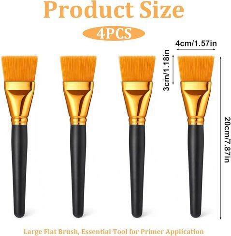 1 1/2 Inch Flat Paint Brushes, 4 Pieces Big Bulk Paint Brushes Large Craft Basecoating PaintBrushes with Wooden Handle Professional Artist Brush for Oil, Watercolor, Canvas, Crafts, Face,38mm in Saudi Arabia