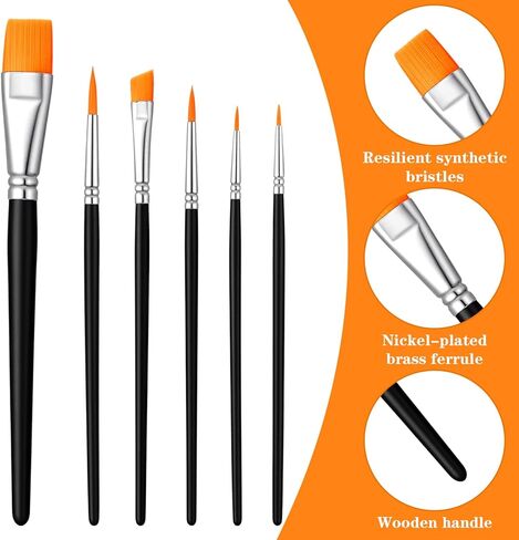 6 Piece Acrylic Paint Brush Set Body Art Makeup Brushes Artist Brush for Body Face Painting Face Paint Brushes Set for Acrylic Oil Watercolor Cosplay Party Makeup Kit in Saudi Arabia