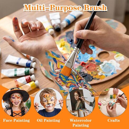 6 Piece Acrylic Paint Brush Set Body Art Makeup Brushes Artist Brush for Body Face Painting Face Paint Brushes Set for Acrylic Oil Watercolor Cosplay Party Makeup Kit in Saudi Arabia