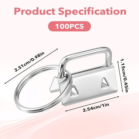 100 Pack Key Fob Hardware 1 Inch,Silver Wristlet Hardware Metal Keyfob Hardware Set with Key Ring for Key Lanyard, Key Chain Making Hardware Supplies in Saudi Arabia