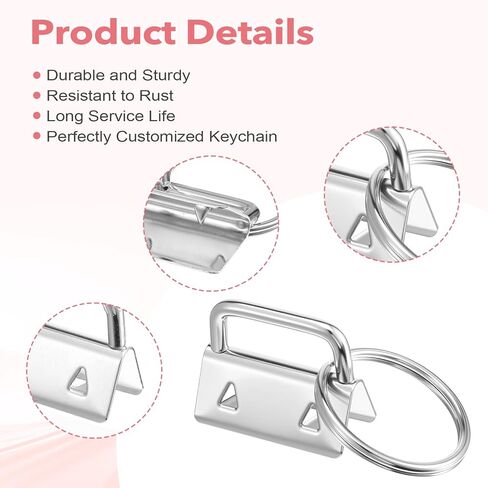 100 Pack Key Fob Hardware 1 Inch,Silver Wristlet Hardware Metal Keyfob Hardware Set with Key Ring for Key Lanyard, Key Chain Making Hardware Supplies in Saudi Arabia