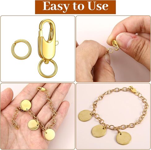 4pcs Stainless Steel Lobster Claw Clasp Gold Silver Necklace Clasps and Closures Bracelet Clasps with Closed Jump Rings 4mm Jewelry Clasp for Jewelry Making DIY Necklaces Bracelet Repair in Saudi Arabia