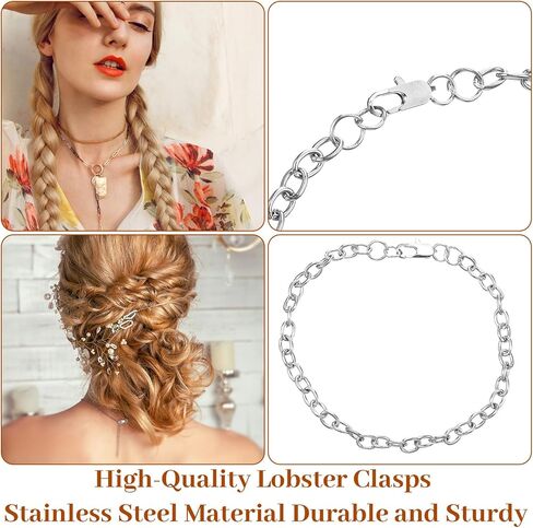 4pcs Stainless Steel Lobster Claw Clasp Gold Silver Necklace Clasps and Closures Bracelet Clasps with Closed Jump Rings 4mm Jewelry Clasp for Jewelry Making DIY Necklaces Bracelet Repair in Saudi Arabia