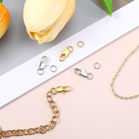 4pcs Stainless Steel Lobster Claw Clasp Gold Silver Necklace Clasps and Closures Bracelet Clasps with Closed Jump Rings 4mm Jewelry Clasp for Jewelry Making DIY Necklaces Bracelet Repair in Saudi Arabia