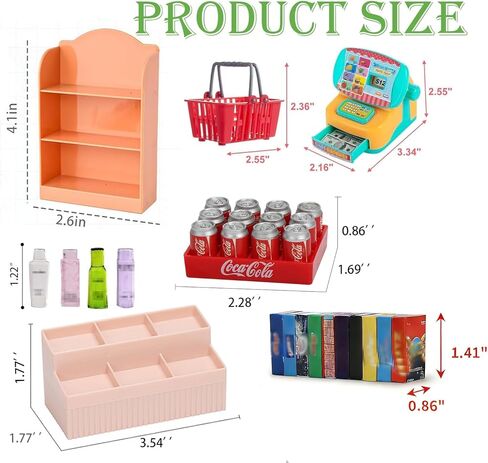 151Pcs Miniature Supermarket Shelves Furniture Model Food Drink Fruit Cosmetics Doll House Store Storage Bookshelf Accessories 3 Layers Shelf Display Rack Mini Locker Cash Register Cosplay Game Party in Saudi Arabia