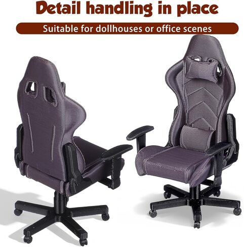 TOYANDONA Miniature Gaming Chair: 1:12 Scale Dollhouse Computer Chair, Tiny Dollhouse Furniture for Mini House Decor, Kids Pretend Play, Miniature Scenes (Black) in Saudi Arabia