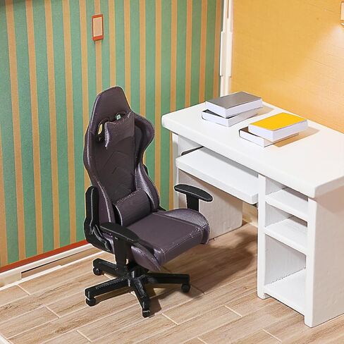 TOYANDONA Miniature Gaming Chair: 1:12 Scale Dollhouse Computer Chair, Tiny Dollhouse Furniture for Mini House Decor, Kids Pretend Play, Miniature Scenes (Black) in Saudi Arabia