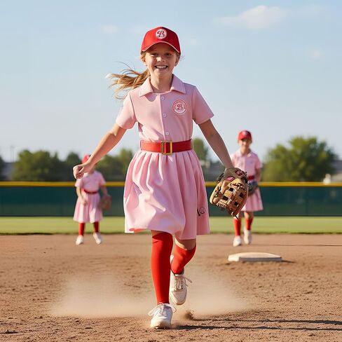 Girls Baseball Costume Pink Baseball Dress with Hat Halloween Party Costumes in Saudi Arabia