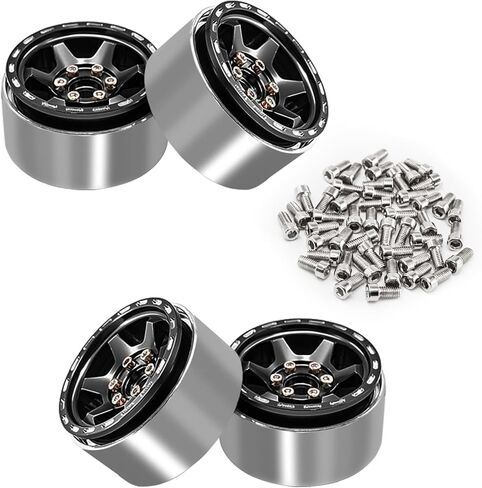 1.9 عجلات خرز، 4 قطع من الألومنيوم RC مجموعة محور العجلة لـ 1/10 RC الزاحف Traxxas TRX4 SCX10 90046 SCX10 III AXI03007 TRX4 D90 (خمسة نماذج-أسود) in Kuwait