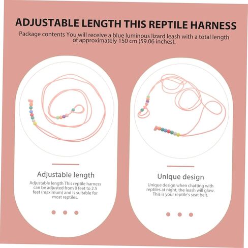 Happyyami Adjustable Luminous Reptile Harness Rope for Small Pets Sturdy Traction Leash for Lizards and Turtles Training Cable with Extended for Outdoor Walking and Control in Saudi Arabia