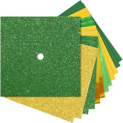 12 Sheets Construction Paper for Graduation Cap Topper Decorations, 10" x 10" Colors Glitter Card stock Paper for Grad Caps Cover DIY Project Birthday Wedding Party Decor(Pink and White) in Saudi Arabia