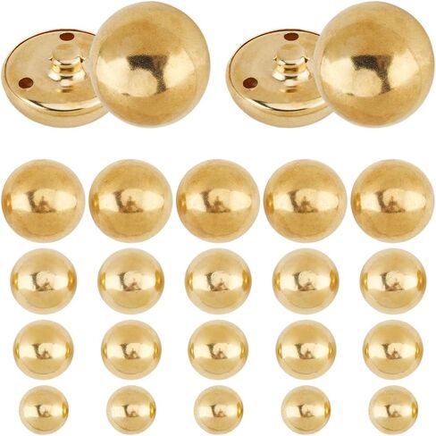 40Pcs Golden Brass Half Round Buttons Assorted Sizes Vintage Sparkle 3 Holes Metal Snap Mushroom Domed Decorative Button for Sewing Making Clothing Accessories Coat Jacket Decor DIY Crafts in Saudi Arabia