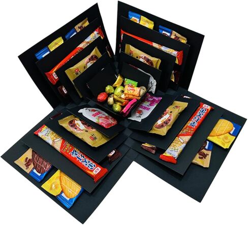 LOOMROOT Gift Box for Holidays, 5 Layer Surprise Picture Box Opens Up, Multi Layer DIY Photos Gift for Birthdays (BLACK) in Saudi Arabia