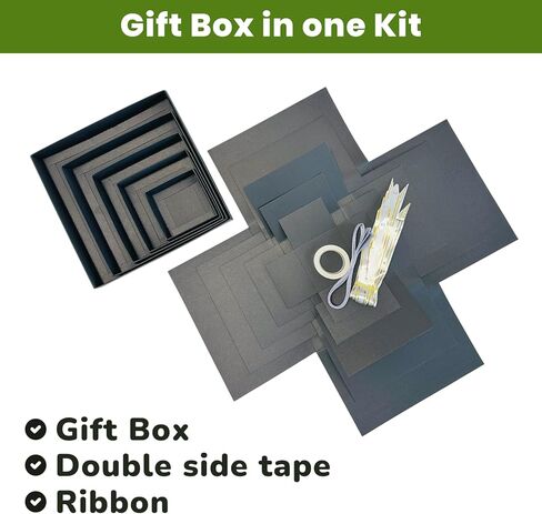LOOMROOT Gift Box for Holidays, 5 Layer Surprise Picture Box Opens Up, Multi Layer DIY Photos Gift for Birthdays (BLACK) in Saudi Arabia