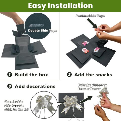 LOOMROOT Gift Box for Holidays, 5 Layer Surprise Picture Box Opens Up, Multi Layer DIY Photos Gift for Birthdays (BLACK) in Saudi Arabia
