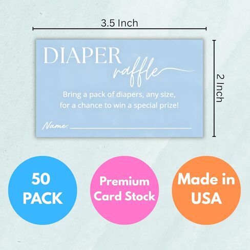 Diaper Raffle Tickets | 3.5x2 Inch | Blue Diaper Raffle Cards | Baby Shower Game | Set of 50 in Kuwait