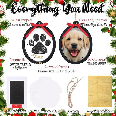 2 Sets Paw Print Kit for Dogs Inkless Pawprint Keepsake Kit Cat Pawprints Personalization Tool Keepsake Frame Double Sided Paw Print Ornament in Saudi Arabia