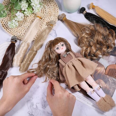 GLOBLELAND 6Pcs 6 Colors Doll Roman Curly Wigs 20cm/7.9inch Doll Hair Extension for DIY BJD Dolls Makings Accessories Crafts Long Synthetic Dolls Wigs Hair Wigs Accessories in Saudi Arabia