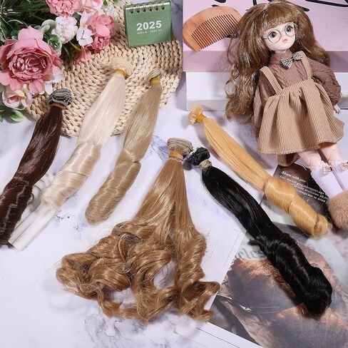 GLOBLELAND 6Pcs 6 Colors Doll Roman Curly Wigs 20cm/7.9inch Doll Hair Extension for DIY BJD Dolls Makings Accessories Crafts Long Synthetic Dolls Wigs Hair Wigs Accessories in Saudi Arabia
