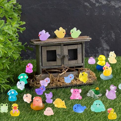 150 Pcs Luminous Mini Resin Little Animal Miniature Animal Figurines Glow in The Dark to Hide mini Animals Micro Garden Potted Plants Landscape Aquarium Ornaments in Kuwait
