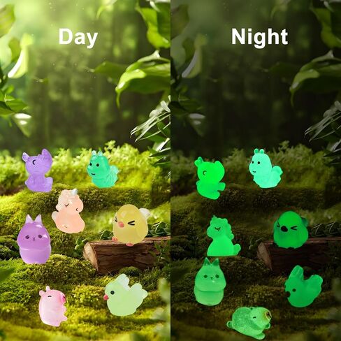 150 Pcs Luminous Mini Resin Little Animal Miniature Animal Figurines Glow in The Dark to Hide mini Animals Micro Garden Potted Plants Landscape Aquarium Ornaments in Kuwait