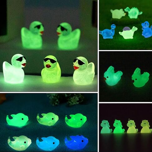 150 Pcs Luminous Mini Resin Little Animal Miniature Animal Figurines Glow in The Dark to Hide mini Animals Micro Garden Potted Plants Landscape Aquarium Ornaments in Kuwait