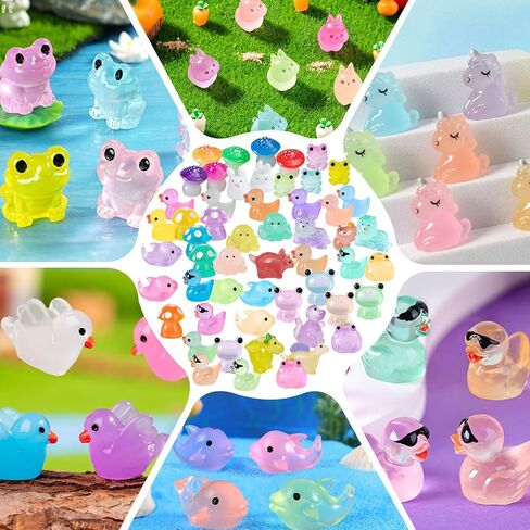150 Pcs Luminous Mini Resin Little Animal Miniature Animal Figurines Glow in The Dark to Hide mini Animals Micro Garden Potted Plants Landscape Aquarium Ornaments in Kuwait