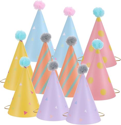 10 PCS Birthday Hats for Adults, Party Cone Hats Colorful Paper Hat Celebration Headwear for Girls Boys Baby Shower, Fun Party, Photo Props, Memorable Celebrations in Saudi Arabia