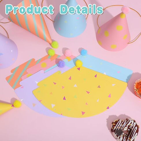 10 PCS Birthday Hats for Adults, Party Cone Hats Colorful Paper Hat Celebration Headwear for Girls Boys Baby Shower, Fun Party, Photo Props, Memorable Celebrations in Saudi Arabia