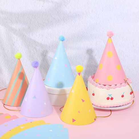 10 PCS Birthday Hats for Adults, Party Cone Hats Colorful Paper Hat Celebration Headwear for Girls Boys Baby Shower, Fun Party, Photo Props, Memorable Celebrations in Saudi Arabia