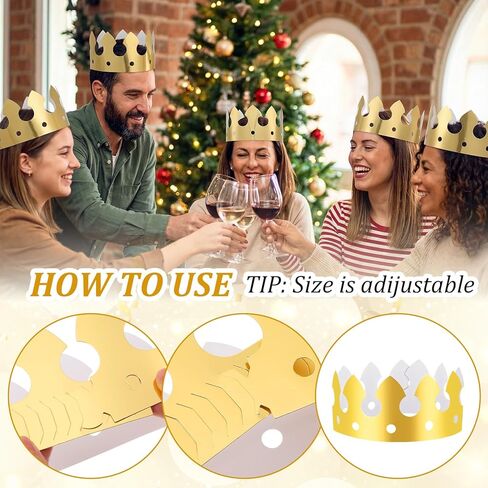 200pcs Gold Paper Crowns Bulk,Classic Style King Crown Princess Hats for Adults Birthday Celebration Party Supplies in Saudi Arabia