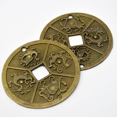 1pcs Chinese Four Celestial Animals Coins Feng Shui I Ching Coins Dia:2.4" + Gift Bag Y1003 in Saudi Arabia