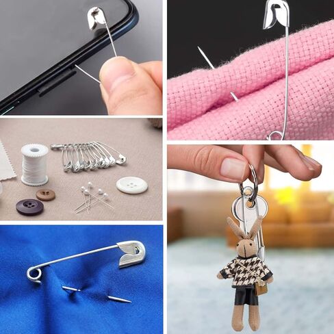 300 Pack Safety Pins Assorted, 5 Different Sizes Small and Large Pins, Safety Pin for Clothes Costume Sewing, Nickel Plated Steel Bulk, Arts and Crafts Supplies, Silver in Saudi Arabia