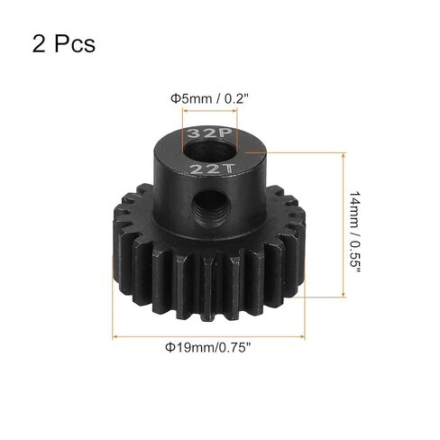 MECCANIXITY 2 Pcs RC 32P Hardened Pinion Gear 5mm Shaft, 22T Motor Gears Carbon Steel for 1/10 RC Model Car Boat Drone in Saudi Arabia