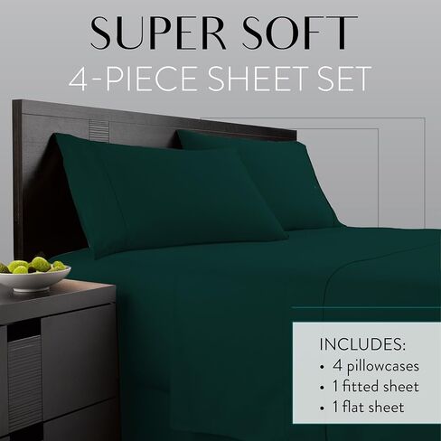 طقم ملاءات سرير مقاس كينج من Danjor Linens - مجموعة مكونة من 6 قطع تتضمن 4 أكياس وسائد - جيوب عميقة - ملاءات سرير ناعمة قابلة للتنفس - خالية من التجاعيد - يمكن غسلها في الغسالة - ملاءات سرير مقاس كينج رمادي فاتح - 6 قطع in Kuwait