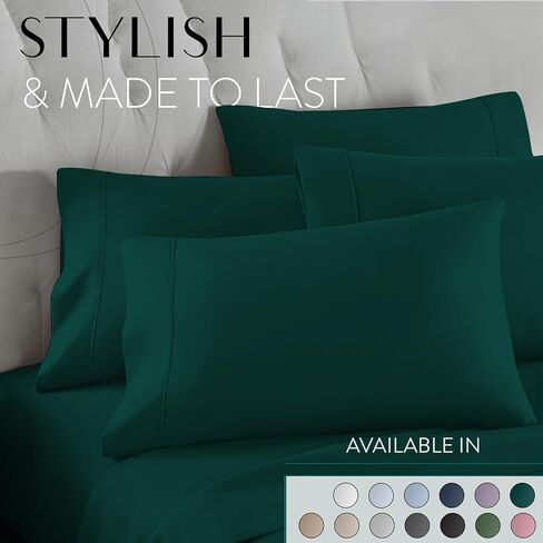 طقم ملاءات سرير مقاس كينج من Danjor Linens - مجموعة مكونة من 6 قطع تتضمن 4 أكياس وسائد - جيوب عميقة - ملاءات سرير ناعمة قابلة للتنفس - خالية من التجاعيد - يمكن غسلها في الغسالة - ملاءات سرير مقاس كينج رمادي فاتح - 6 قطع in Kuwait