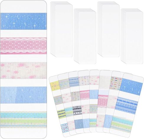 Crtiin 60 Pcs Washi Tape Cards Organizer Semi-Translucent Frosted Washi Tape Holder and Dispenser Blank Board with Arc Corner for Scrapbooking, Art Crafts, Display, Travel Journal in Saudi Arabia