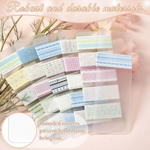 Crtiin 60 Pcs Washi Tape Cards Organizer Semi-Translucent Frosted Washi Tape Holder and Dispenser Blank Board with Arc Corner for Scrapbooking, Art Crafts, Display, Travel Journal in Saudi Arabia