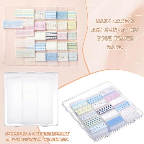 Crtiin 60 Pcs Washi Tape Cards Organizer Semi-Translucent Frosted Washi Tape Holder and Dispenser Blank Board with Arc Corner for Scrapbooking, Art Crafts, Display, Travel Journal in Saudi Arabia