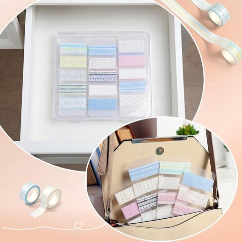 Crtiin 60 Pcs Washi Tape Cards Organizer Semi-Translucent Frosted Washi Tape Holder and Dispenser Blank Board with Arc Corner for Scrapbooking, Art Crafts, Display, Travel Journal in Saudi Arabia