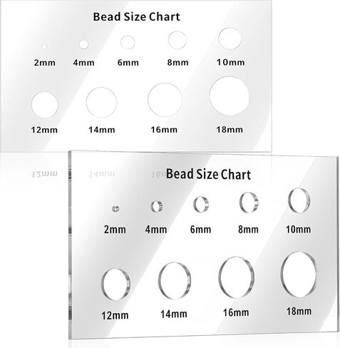 cobee 2 قطعة مسطرة قياس الخرز، جدول مقاسات الخرز، أداة قياس أكريليك، قالب دائرة شفاف 2/4/6/8/10/12/14/16/18 مم لوح للخرز والأحجار الكريمة والألماس in Kuwait