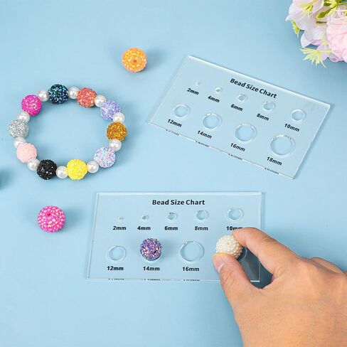 cobee 2 قطعة مسطرة قياس الخرز، جدول مقاسات الخرز، أداة قياس أكريليك، قالب دائرة شفاف 2/4/6/8/10/12/14/16/18 مم لوح للخرز والأحجار الكريمة والألماس in Kuwait