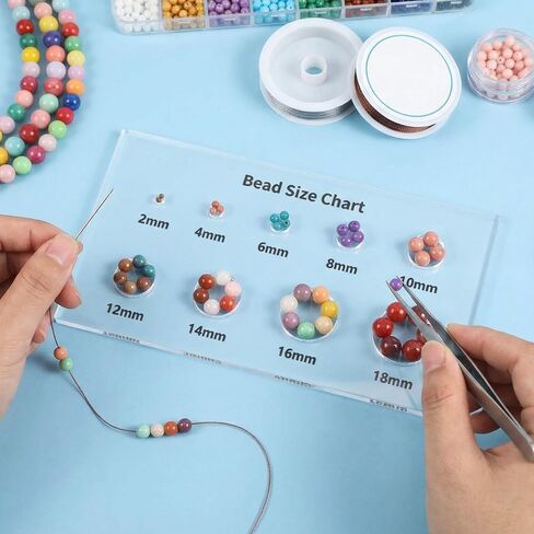 cobee 2 قطعة مسطرة قياس الخرز، جدول مقاسات الخرز، أداة قياس أكريليك، قالب دائرة شفاف 2/4/6/8/10/12/14/16/18 مم لوح للخرز والأحجار الكريمة والألماس in Kuwait