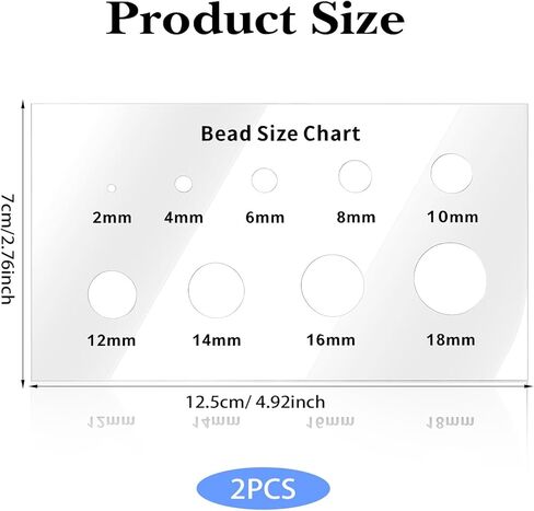cobee 2 قطعة مسطرة قياس الخرز، جدول مقاسات الخرز، أداة قياس أكريليك، قالب دائرة شفاف 2/4/6/8/10/12/14/16/18 مم لوح للخرز والأحجار الكريمة والألماس in Kuwait