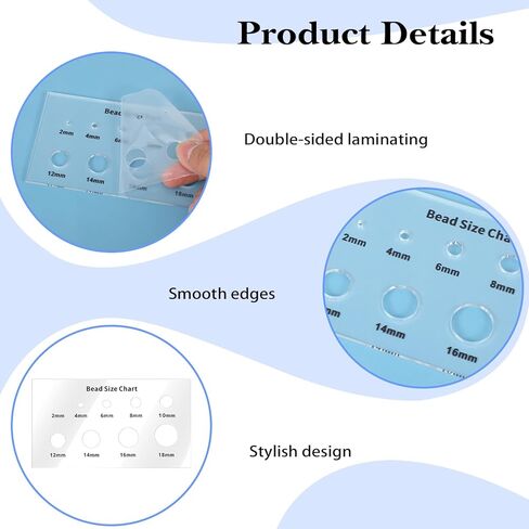cobee 2 قطعة مسطرة قياس الخرز، جدول مقاسات الخرز، أداة قياس أكريليك، قالب دائرة شفاف 2/4/6/8/10/12/14/16/18 مم لوح للخرز والأحجار الكريمة والألماس in Kuwait