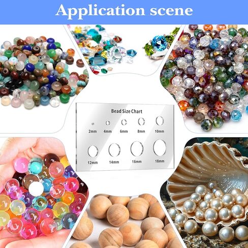 cobee 2 قطعة مسطرة قياس الخرز، جدول مقاسات الخرز، أداة قياس أكريليك، قالب دائرة شفاف 2/4/6/8/10/12/14/16/18 مم لوح للخرز والأحجار الكريمة والألماس in Kuwait