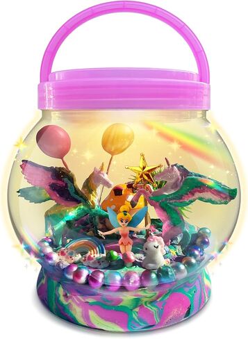 حديقة الديناصورات الصغيرة المضيئة مع لعبة الديناصورات القابلة للطلاء، والرسم الصخري والفنون والحرف اليدوية للأولاد والبنات، طقم Terrarium DIY للأطفال، هدايا الديناصورات لجميع الأعمار، هدية عيد ميلاد، إضاءة ليلية DIY in Kuwait