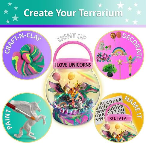 حديقة الديناصورات الصغيرة المضيئة مع لعبة الديناصورات القابلة للطلاء، والرسم الصخري والفنون والحرف اليدوية للأولاد والبنات، طقم Terrarium DIY للأطفال، هدايا الديناصورات لجميع الأعمار، هدية عيد ميلاد، إضاءة ليلية DIY in Kuwait