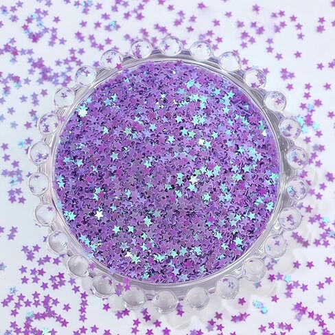 3mm Purple Star Glitter - 50g Bulk Craft Glitter with 6-Grid Storage Box, Holographic Star Sequins for Resin Art, Nail Designs, Slime, DIY Decor & Party Supplies in Saudi Arabia